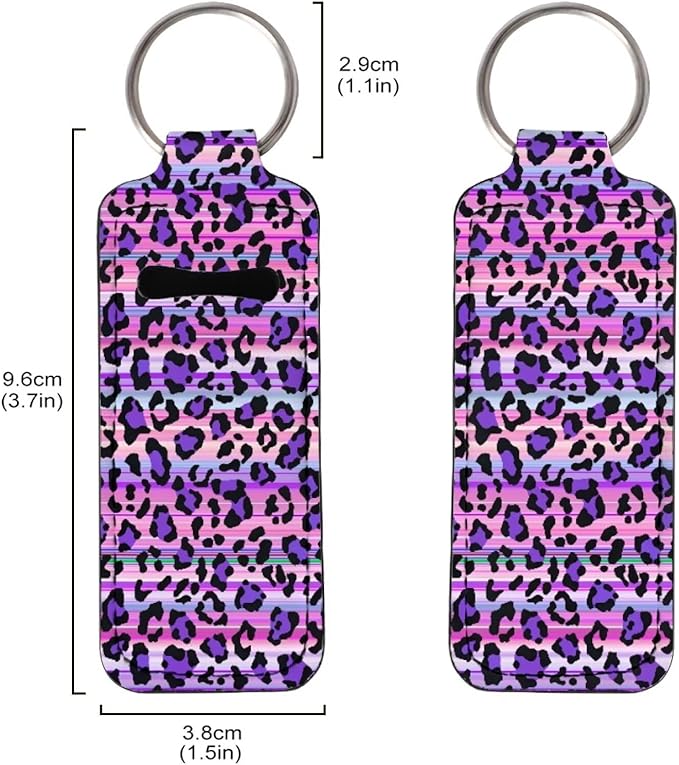 Horeset Purple Leopard Print Lipstick Holder Keychains Stylish Ring