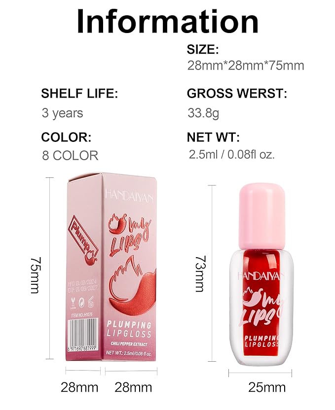 Plumping Lip Gloss With Chili Extract, Fuller Lips Plumping