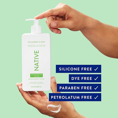 Native Body Lotion Contains Naturally Derived Plant-Based Moisturizers for Women and Men | Restores Dry Skin, Cucumber & Mint, 16.5 fl oz