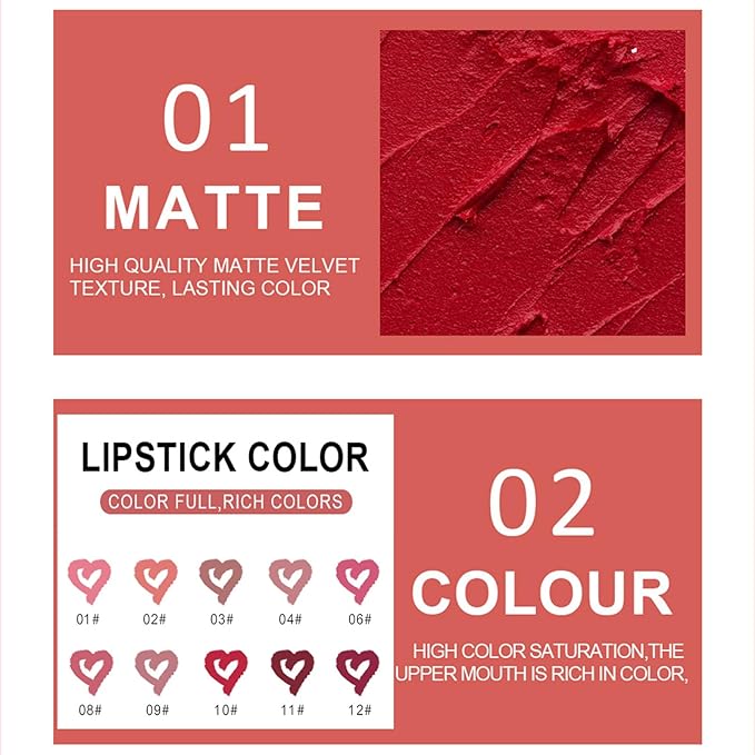 8 Colors Matte Lipstick Pen Set, Waterproof Velvet Long