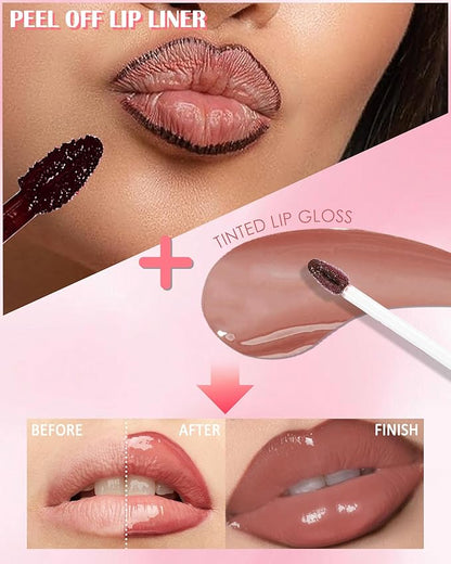 Brown Peel Off Lip Liner Stain & Brown Lip