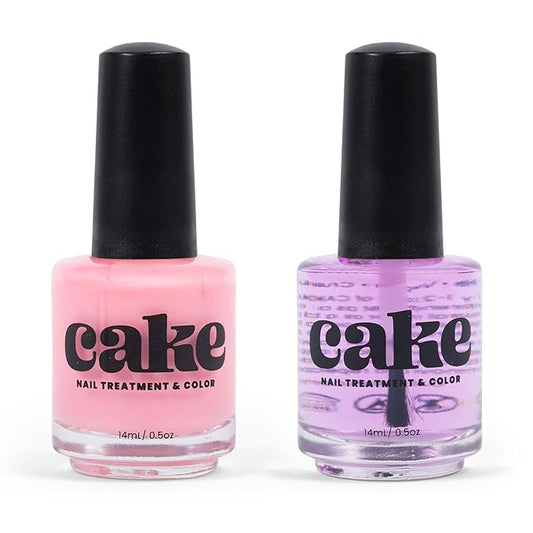 Nail Strengthener & Nail Polish Duo, Nail Repair for Damaged Nails, Nail Hardener & Growth, Non Toxic, Professional Applicator Brush, Keratin Enriched (Love Shack) CAKE Power Boost (1 fl oz)