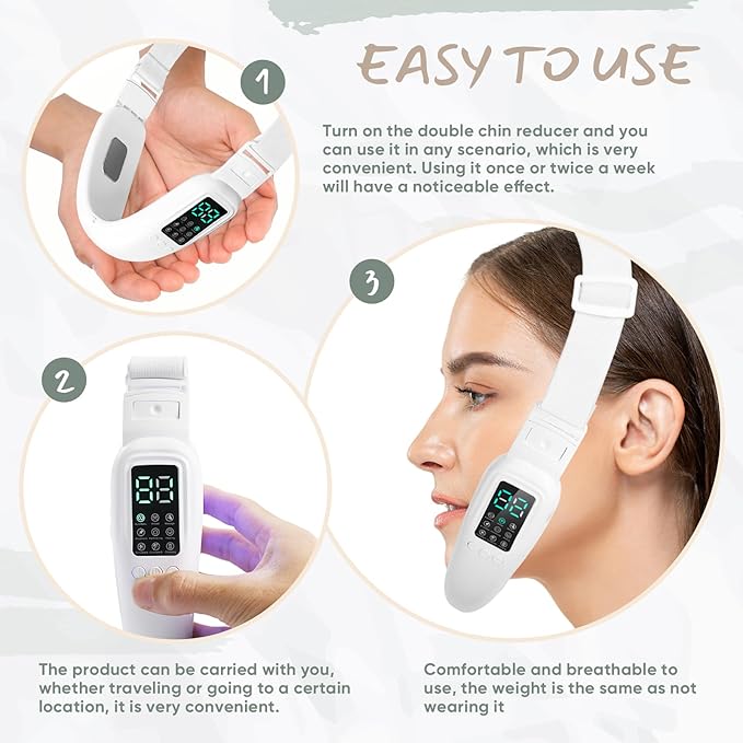 V-Face Electric Double Chin Device with 8 Modes & 15 Gear Adjustable Intensities - Intelligent V-Face Machine for Contouring Double Chin - H092