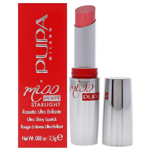 Pupa Milano Miss Milano Starlight Ultra-Shiny Lipstick - Semi-Transparent Color And Micro Pearls - Balmy Texture - Extraordinary Radiance - Blends Gently On Lips - 705 Divine Diana - 0.88 Oz