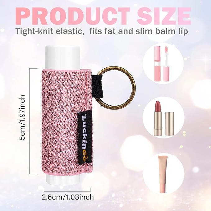 5PCS Lip Balm Holder Keychain Shinny Chapstick Holder Gloss