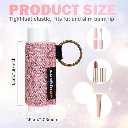 5PCS Lip Balm Holder Keychain Shinny Chapstick Holder Gloss