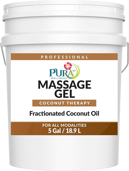 Coconut Therapy 5 Gallon Massage Gel, Deep Tissue Infused Formula for Physical Recovery, Wellness Emollient for Bodywork, Unscented Glide for Softness, Skin Hydrating, Moisturizing