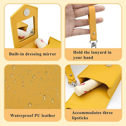 Makeup Lipstick Case, Pu Leather Lipstick Pouch With Magnetic