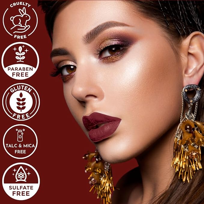 Mynena Long-Lasting Matte Liquid Lipstick | Intense Color, Smudge-Proof & Waterproof | Comfortable, Hydrating Shea Butter | Vegan & Cruelty-Free | IMerlot