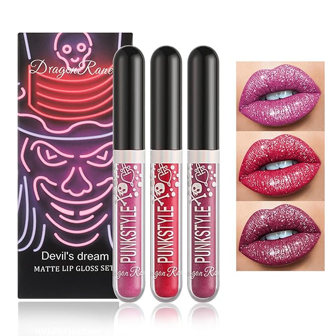 NVLEPTAP 3PCS Liquid Glitter Lipstick Glitter Lip Gloss Glitter