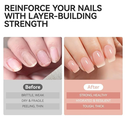 Gelike EC Nail Strengthener for Woman: Nude Blush 6 in 1 Natural Nail Hardener Extra Strong and Growth - Nail Polish Hardener for Weak and Damaged Nails