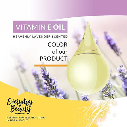 Organic Vitamin E Oil - Heavenly Lavender Scented 16 oz Bulk USDA Certified 100% All Natural Plant Based - Lightweight and Great for Scars After Surgery - For Face, Skin and Nails