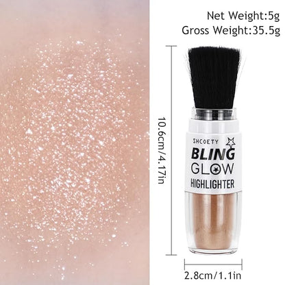 Glitter Powder Highlighter Makeup, Fairy Highlight Shimmer Body Kit(03# Champagne)