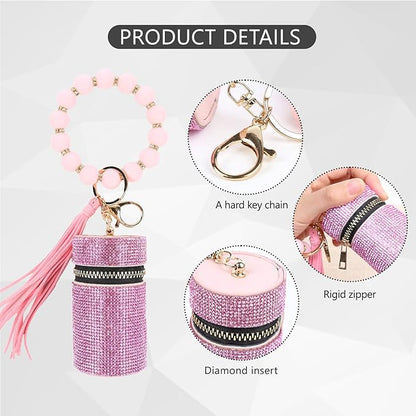 Lipstick Keychain, Leather Diamond Lip Gloss Holder, Stylish Gloss
