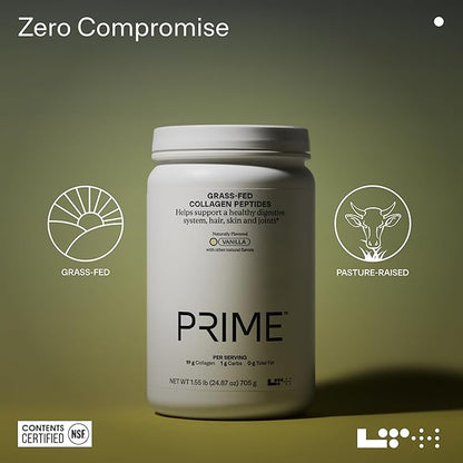 LTH Prime Collagen Peptides - Premium Collagen Powder for Digestive Health - Supports Healthy Joints, Hair, Nails & Skin - Hydrolyzed Collagen from Grass-Fed Cows - Vanilla - 30 Servings