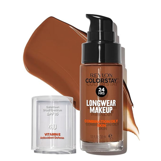 Revlon Liquid Foundation, ColorStay Face Makeup for Combination Cappuccino (410), 1.0 oz