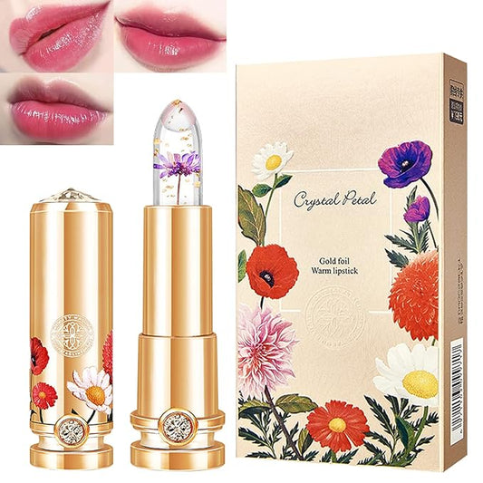 Crystal Flower Jelly Lipstick Set,Magic Temperature Color Changing Set,Magic