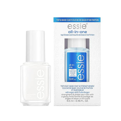 Essie Nail Polish White Mani Kit, Blanc, White Nail Polish + All-In-One Base Coat + Top Coat + Strengthener, Gifts For Women And Men, 0.46 Fl Oz Each