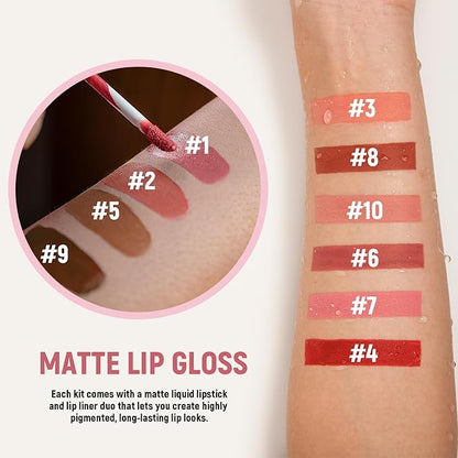VIOLA HOUSE Lipstick Lip Liner Set, Matt Lipstick Non-Fading,