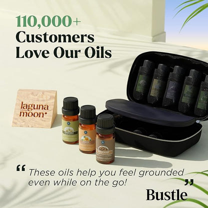 Essential Oils Set - 10pc Aromatherapy Oil in Portable Bag - Diffusers, Humidifiers, Yoga, DIY Cleaning Products, Candle Making, Soaps - Peppermint, Tea Tree, Lavender, Eucalyptus, Lemongrass (10mL)