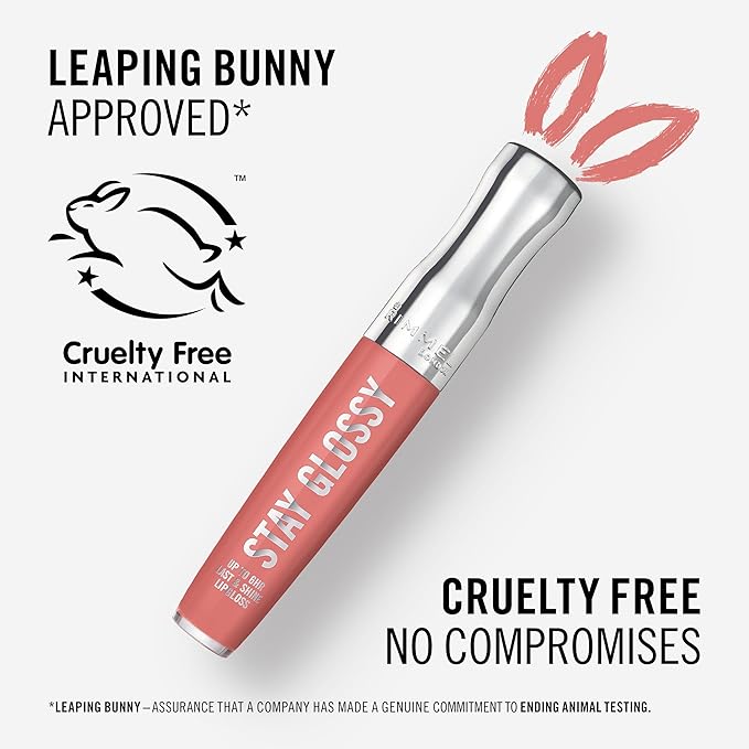 Rimmel London Stay Glossy, 470 Perfect Peony, Lip Gloss, Non-Sticky, Cruelty-Free, Color and Shine, Up To 6-Hour Wear, Precise Applicator, 0.18oz