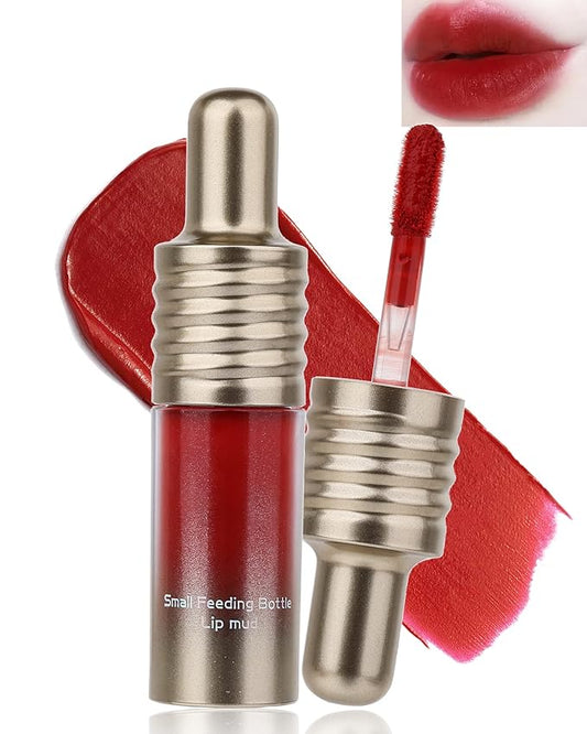 Velvet Lip Mud Tinted, Matte Lip Cream Lip Gloss, Velvet Matte Finish, Blendable High-Pigmentation Silky Creamy Texture, Lightweight, Soft, Moisturizing, Korean Lipstick Makeup Gift for Women Girl-#04