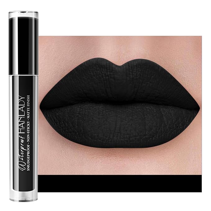Black Lipstick Matte, Dark Black Liquid Lipstick Long Long