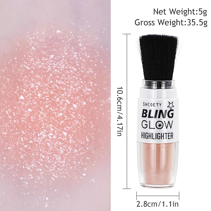 Glitter Powder Highlighter Makeup, Fairy Highlight Shimmer Body Kit(06# Gold)