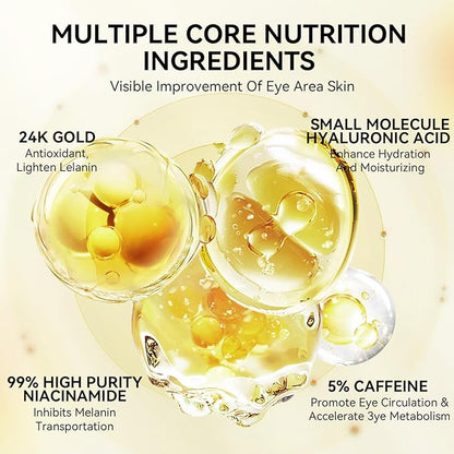 LANBENA 24K Gold Under Eye Patches(30 Pairs) -Cooling Eye Masks for Fine Lines Reduce, with Caffeine Niacinamide Tetrapeptide Hydra-Gel Collagen, Puffy Eyes & Dark Circles & Eye Bags Treatment