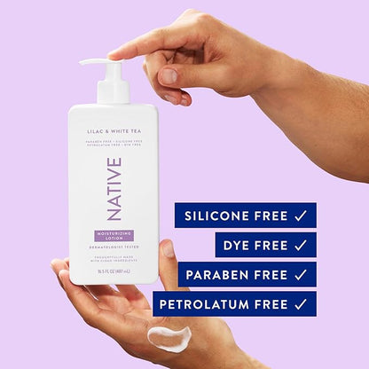 Native Body Lotion Contains Naturally Derived Plant-Based Moisturizers for Women and Men | Restores Dry Skin, Lilac & Rose, 16.5 fl oz