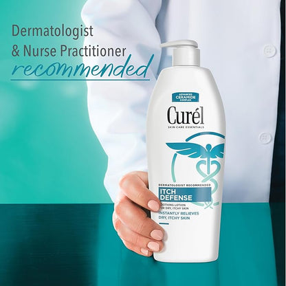 Curel Itch Defense Calming Body Lotion, Moisturizer for Dry, Itchy Skin, Body and Hand Lotion, with Advanced Ceramide Complex, Pro-Vitamin B5, Shea Butter, 13 Oz
