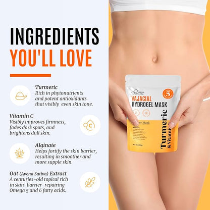 Divine Derriere Vajacial Hydrogel Mask - Premium Modeling Mask with Turmeric & Vitamin C - Deeply Purifying & Super Hydrating Facial and Vajacial Masks, Hydro jelly Peel-Off Powder Complete Kit
