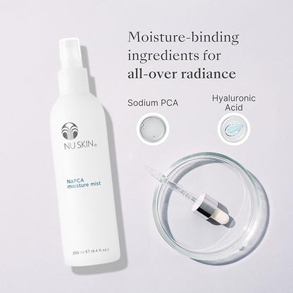 Nu Skin NaPCA Moisture Mist | Revitalizing Moisturizer & Cooling Mist with Hyaluronic Acid | Hydrating Spray for Face, Body & Hair | Sodium PCA for All Skin Types | 8 oz | 1 Pack