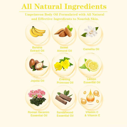 2 Pack Body Banana Juice Oil, Vitamin C and E after Shower Body Oil for Women, Moisturizing Hydrating Body Oil