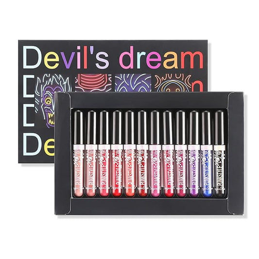 12Pcs Long-Lasting Matte Nude Lip Gloss Lipstick Lip Long-Lasting