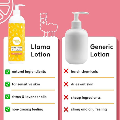 Wink Well Llama Baby Lotion for Kids- Gentle Baby Moisturizer for Calming Dry Skin-For Sensitive Skin Free of Parabens, Chemicals, Dyes and Fragrances- 14 Oz