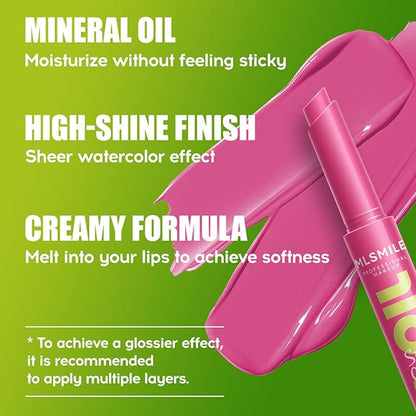 3 Colors Press Lipstick Lip Oil Slick Click,Korean Shining