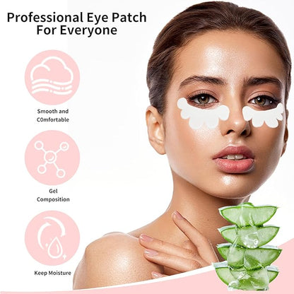 50 Pairs Eye Gel Pads, Lint Free Under Eye Patches for Eyelash Extensions, Premium Eye Mask Beauty Tool Kit (Pink)