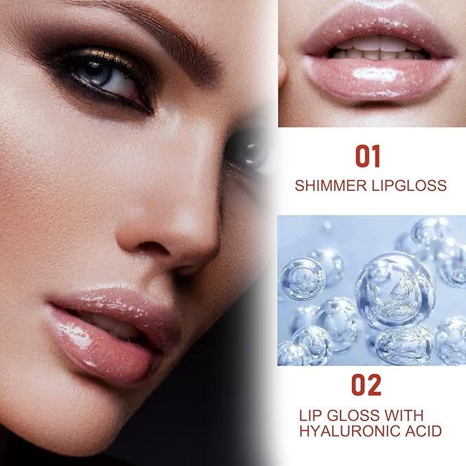 Shimmer & Hydrating Lip Gloss Set With Hyaluronic Hydrating
