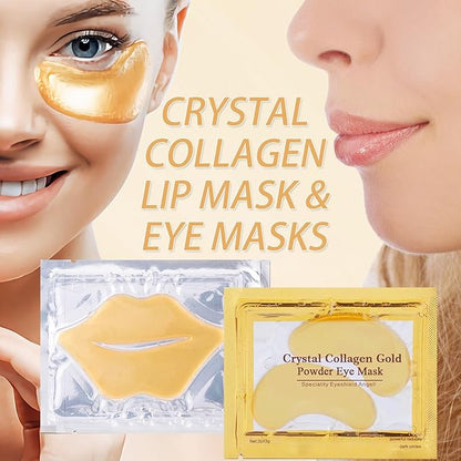 30 Pairs Lip Masks & Eye Mask, 24K Under Eye Masks and Collagen Crystal Gel Lip Mask, Under Eye Patches for Puffy Eyes, Dark Circles, Eye Bags, Wrinkles, Revitalises & Refreshes Your Skin