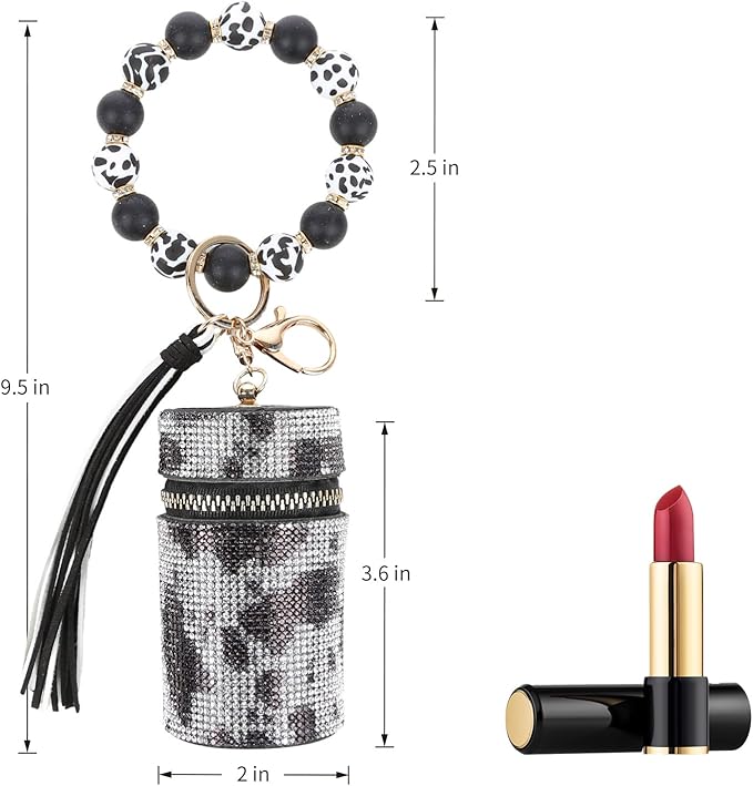 Lipstick Keychain, Leather Diamond Lip Gloss Holder, Stylish Gloss
