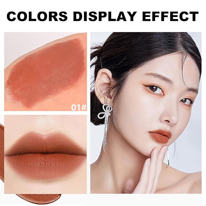 Velvet Matte Lipstick Stick with Brush-2 in 1 Long