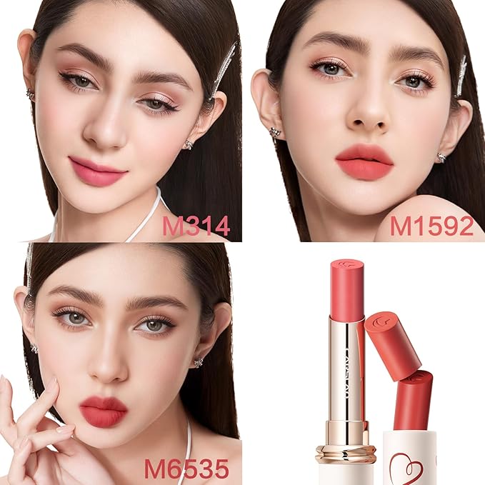 Valentine's Day Gift Matte Lipstick Set Hydrating Lip Color Makeup, Highly Pigmented Lipstick with Moisturizing Formula, Lightweight, Smooth (3count)