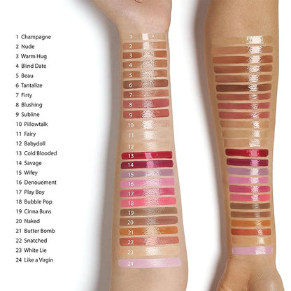Ruby Kisses Lip Gloss Butter Bomb Gloss Non-Sticky Lip Gloss Vitamin E Natural Nude Lip Makeup- 7.8mL (0.26 US fl.oz) (Blind Date, Beau, Gloss, Babydoll)