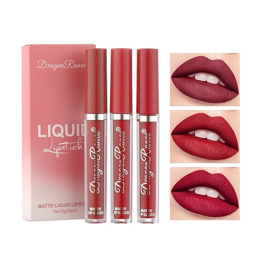 3 Colors Matte Liquid Lipstick Sets , Matte Long-Lasting