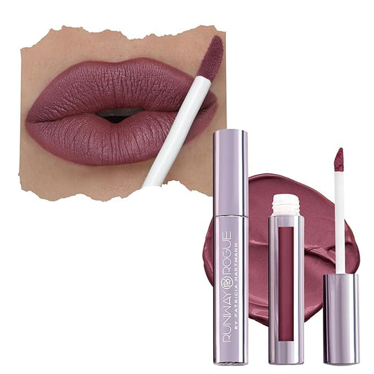 Runway Rogue Velvet Glam Liquid Lipstick, Almost-Matte Rose Plum Lipstick, ‘On Stage’