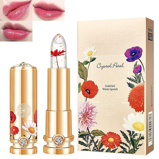 Crystal Flower Jelly Lipstick Set,Magic Temperature Color Changing Set,Magic