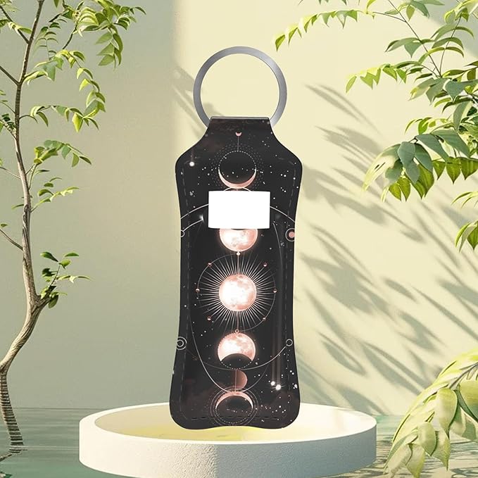 Moon Phase Eclipse Design Chapstick Holder Keychain, Portable Design