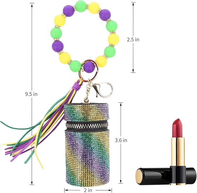Lipstick Keychain, Leather Diamond Lip Gloss Holder, Stylish Gloss
