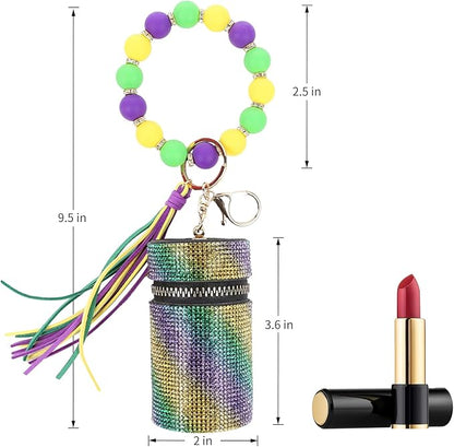 Lipstick Keychain, Leather Diamond Lip Gloss Holder, Stylish Gloss